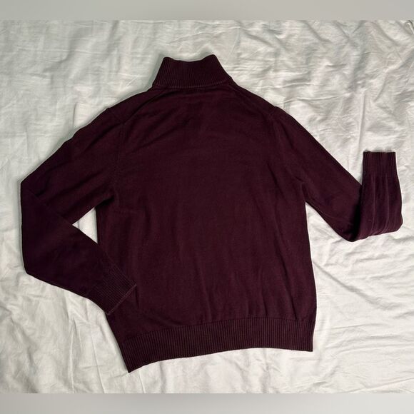 Nautica Men’s Medium Burgundy Red Pullover 1/4 Zip Casual Tight Knit Sweater - Picture 9 of 12